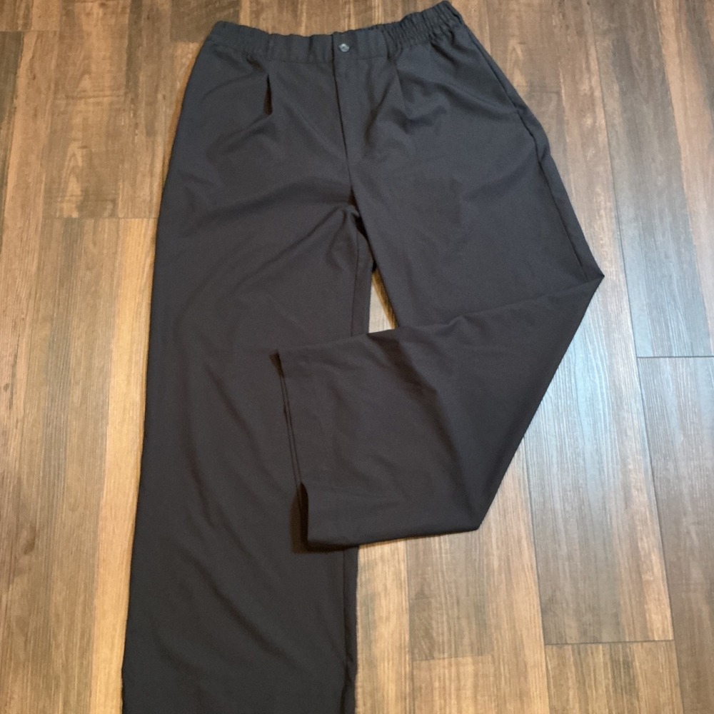 Beyond Yoga Wide Leg Pleated Trousers Black Elastic Waist Pants XL Athleisure